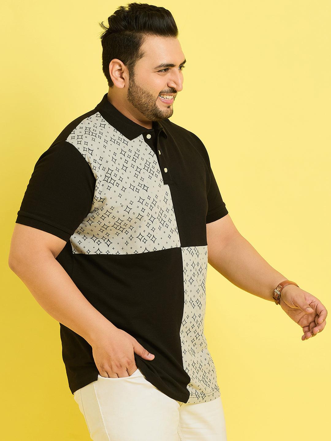 Men Plus Size Vagur Colorblock Polo Tshirt - bigbanana