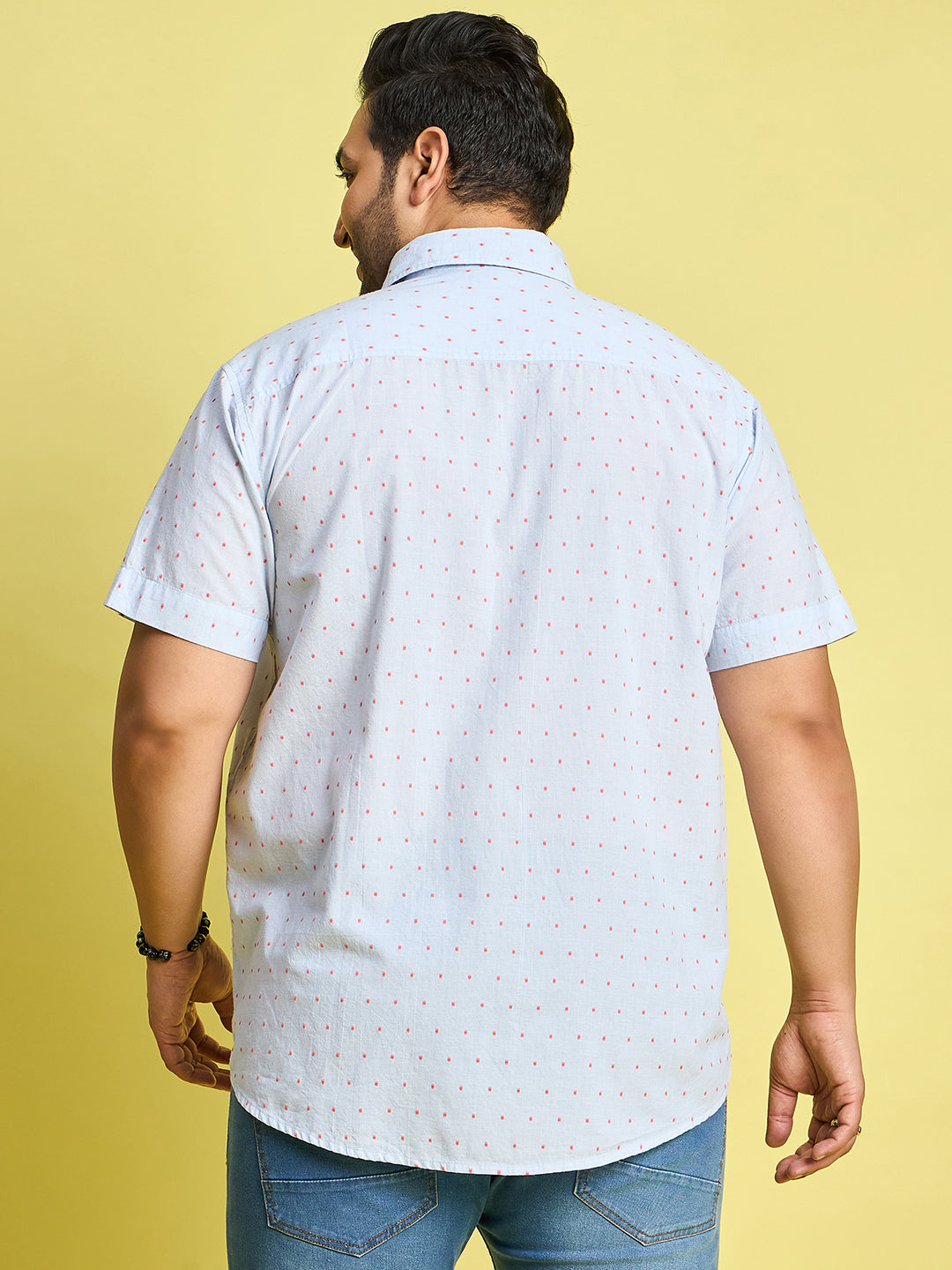 Men Plus Size Verden Dotted Jacquard  Shirt - bigbanana