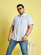 Men Plus Size Verden Dotted Jacquard  Shirt - bigbanana