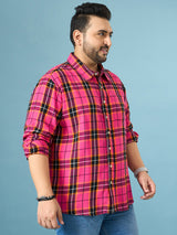 Men Plus Size Vermil Multicolor Checkered Casual Shirt