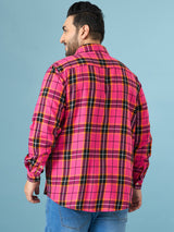 Men Plus Size Vermil Multicolor Checkered Casual Shirt