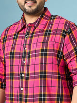 Men Plus Size Vermil Multicolor Checkered Casual Shirt