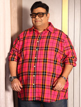 Men Plus Size Vermil Multicolor Checkered Casual Shirt