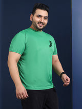 Men Plus Size Vibend Printed Green Round Neck Tshirt