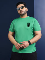 Men Plus Size Vibend Printed Green Round Neck Tshirt