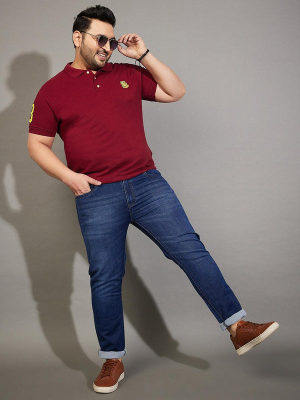 Men Plus Size Vipazu Solid Jeans