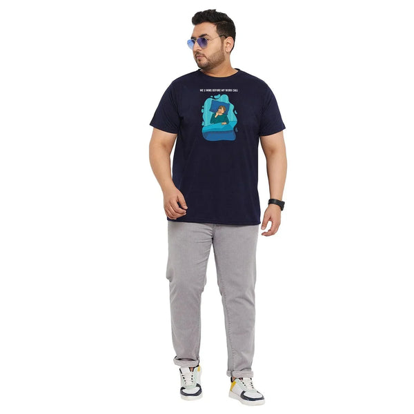 Men Plus Size Voltage Printed Round Neck Tshirt