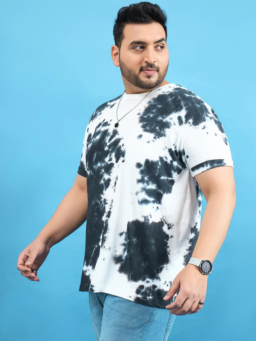 Men Plus Size Volvo Navy-Blue Printed Round Neck Tshirt - bigbanana
