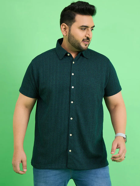 Men Plus Size Vortex Teal Solid Shirt - bigbanana
