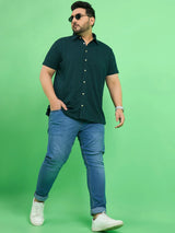 Men Plus Size Vortex Teal Solid Shirt - bigbanana