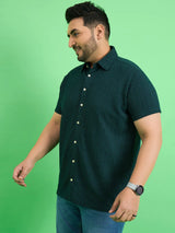 Men Plus Size Vortex Teal Solid Shirt - bigbanana