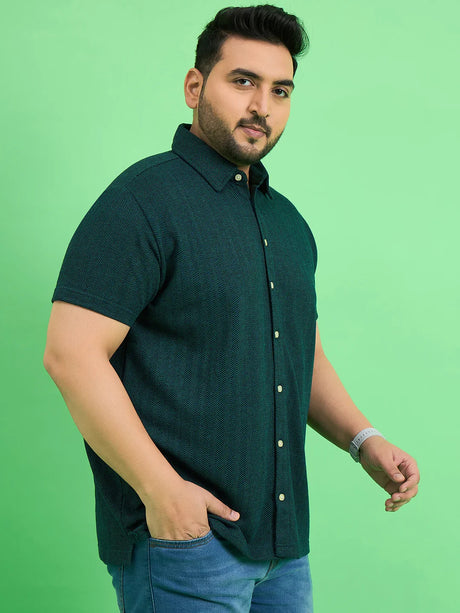 Men Plus Size Vortex Teal Solid Shirt - bigbanana