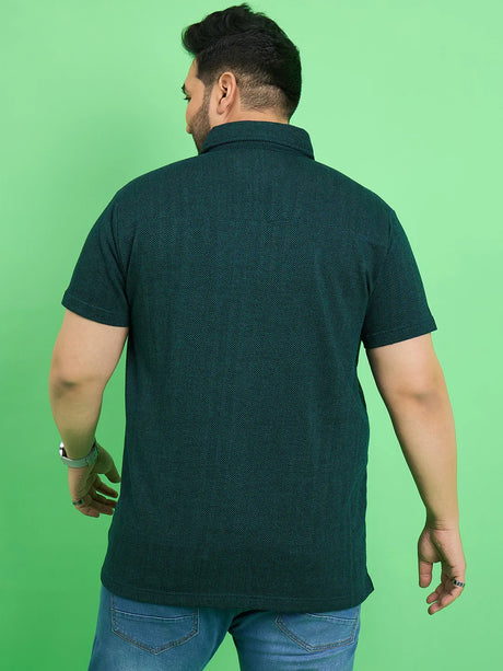Men Plus Size Vortex Teal Solid Shirt - bigbanana