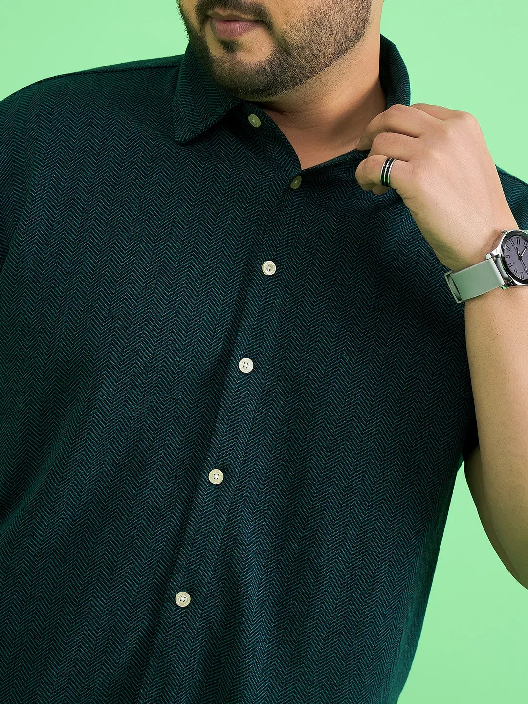 Men Plus Size Vortex Teal Solid Shirt - bigbanana