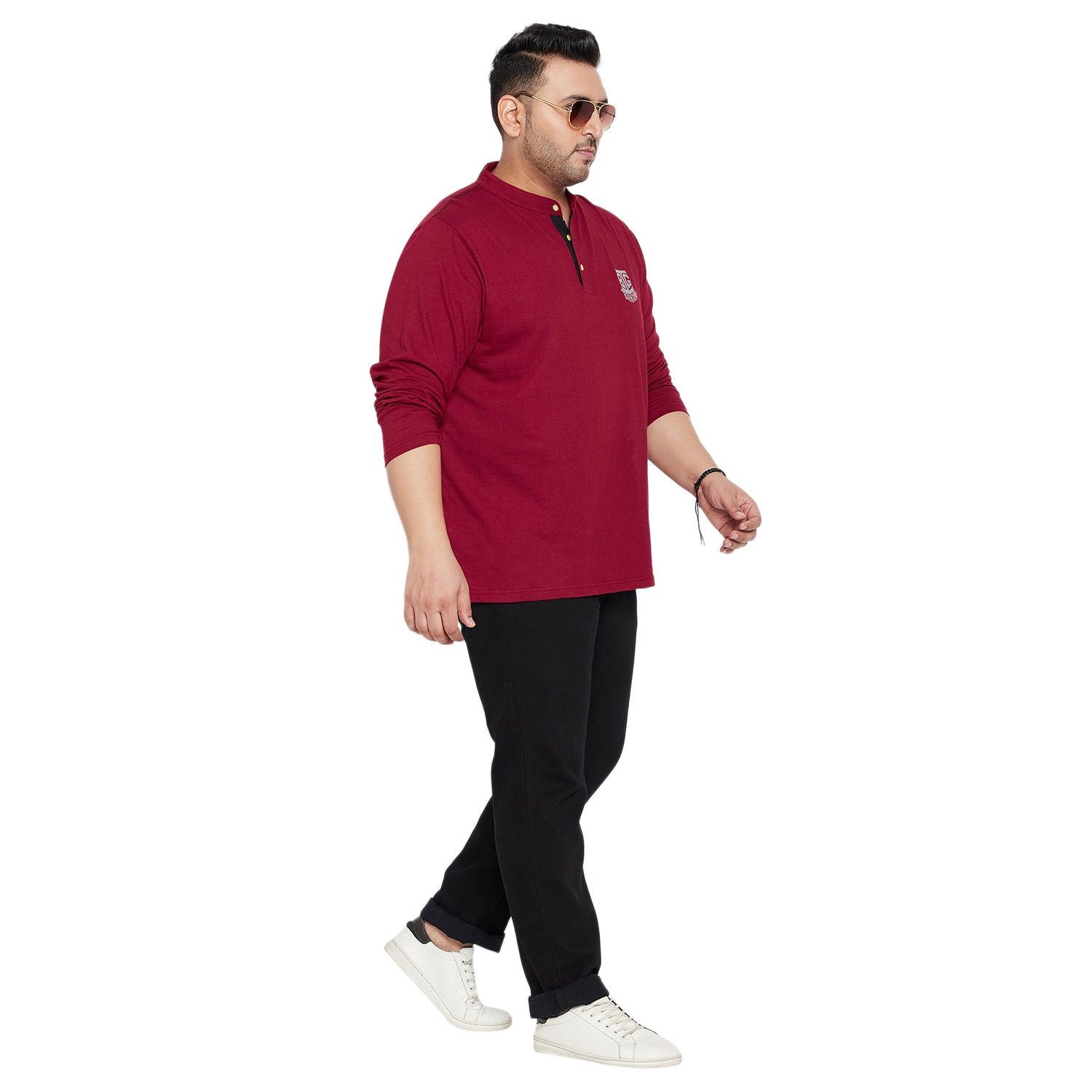 Men Plus Size Walberg Solid Henley Tshirt - bigbanana