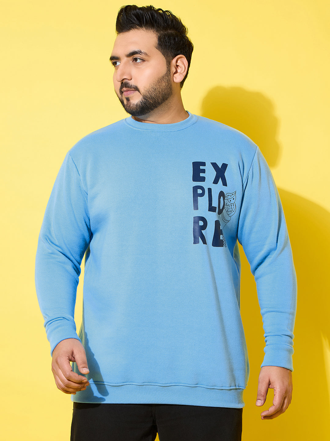 Men Plus Size Wander Blue Printed Sweatshirt