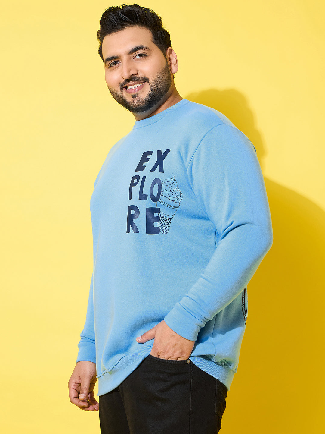 Men Plus Size Wander Blue Printed Sweatshirt