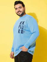 Men Plus Size Wander Blue Printed Sweatshirt