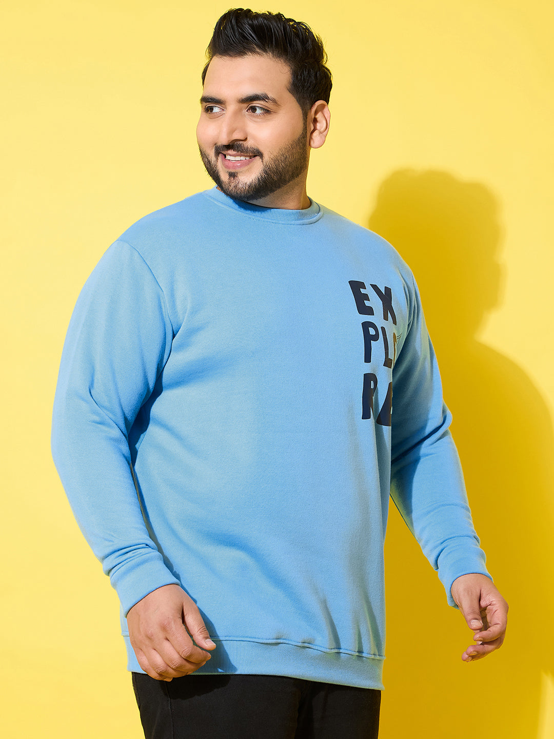 Men Plus Size Wander Blue Printed Sweatshirt