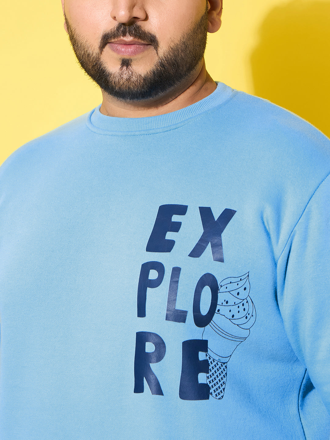 Men Plus Size Wander Blue Printed Sweatshirt