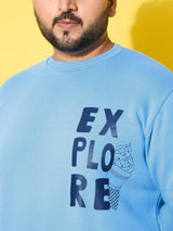 Men Plus Size Wander Blue Printed Sweatshirt