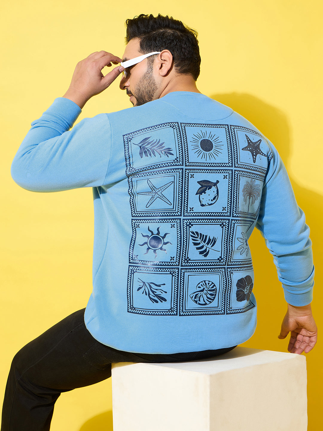 Men Plus Size Wander Blue Printed Sweatshirt