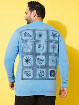 Men Plus Size Wander Blue Printed Sweatshirt