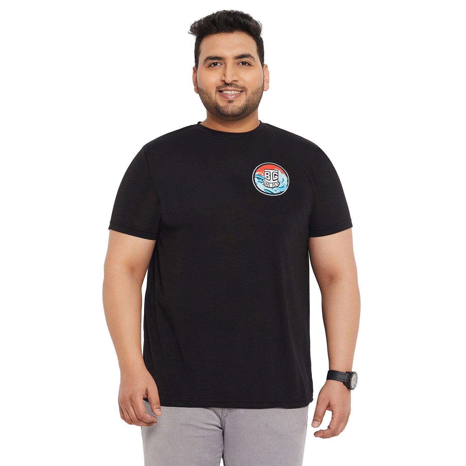 Men Plus Size Warp Printed Round Neck Tshirt - bigbanana