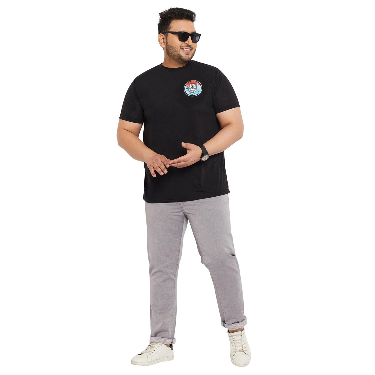 Men Plus Size Warp Printed Round Neck Tshirt - bigbanana