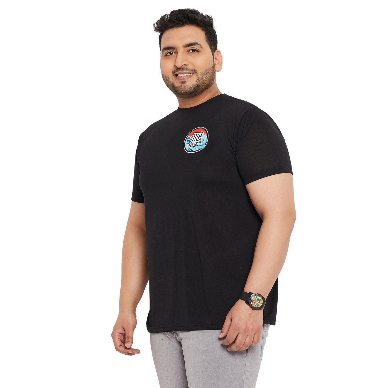 Men Plus Size Warp Printed Round Neck Tshirt - bigbanana