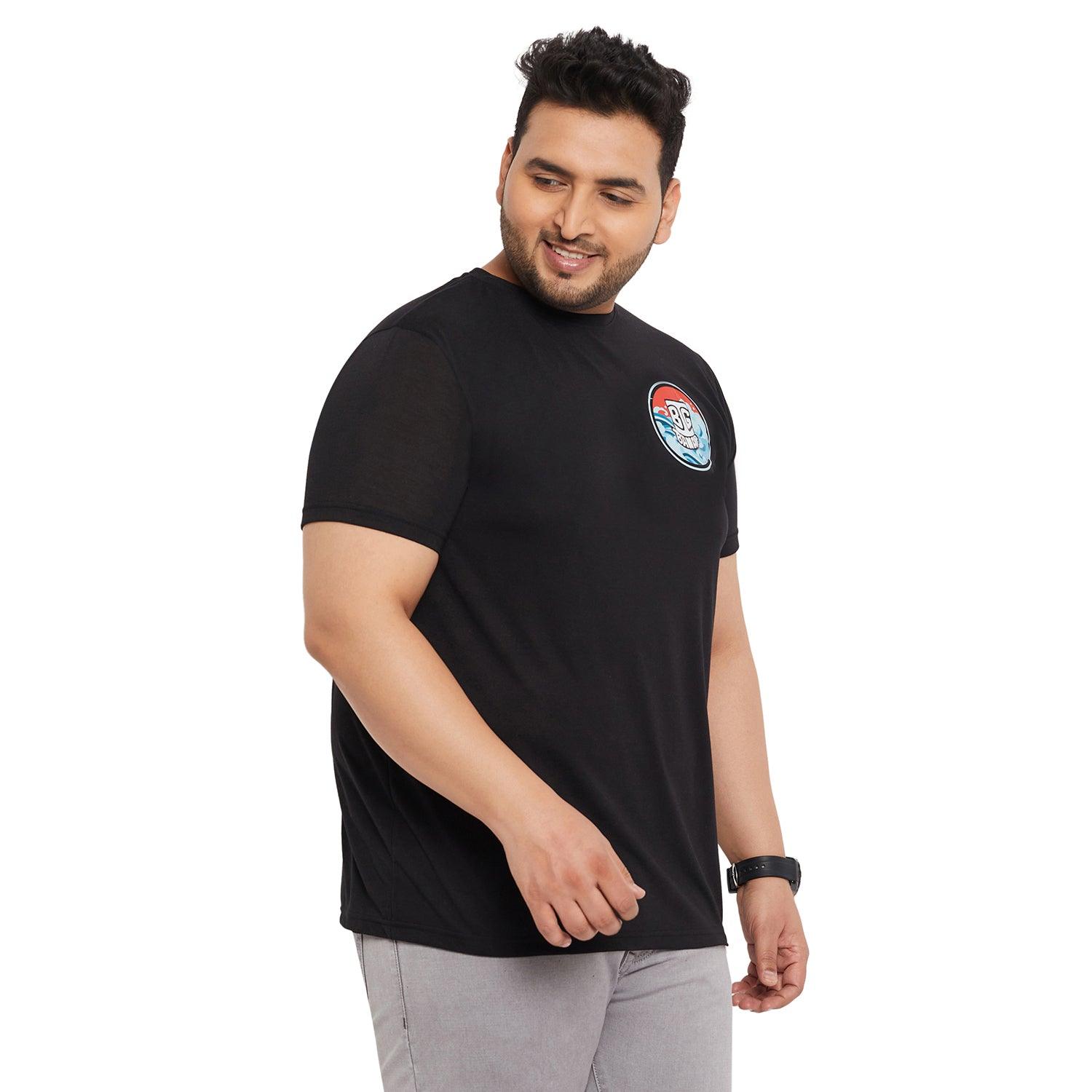 Men Plus Size Warp Printed Round Neck Tshirt - bigbanana