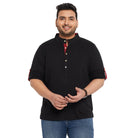 Men Plus Size Warren-Black Solid Henley Tshirt - bigbanana