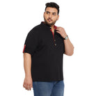 Men Plus Size Warren-Black Solid Henley Tshirt - bigbanana