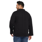 Men Plus Size Warren-Black Solid Henley Tshirt - bigbanana