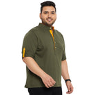 Men Plus Size Warren-Olive Solid Henley Tshirt - bigbanana