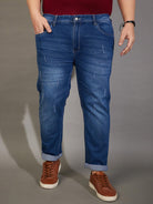 Men Plus Size Welder-10 Washed Indigo Denim - bigbanana