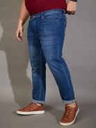 Men Plus Size Welder-10 Washed Indigo Denim - bigbanana