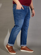 Men Plus Size Welder-10 Washed Indigo Denim - bigbanana