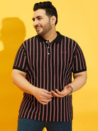 Men Plus Size Westen Striped Polo Tshirt - bigbanana