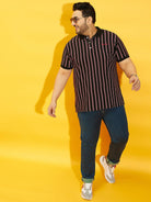 Men Plus Size Westen Striped Polo Tshirt - bigbanana