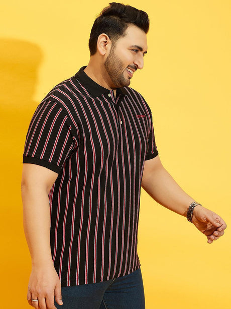 Men Plus Size Westen Striped Polo Tshirt - bigbanana