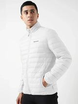 Men Plus Size NYC-White-F Solid Bomber Jacket - bigbanana