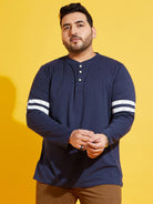 Men Plus Size Wimbledon Solid Henley Tshirt - bigbanana