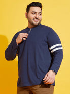 Men Plus Size Wimbledon Solid Henley Tshirt - bigbanana