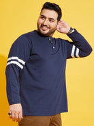 Men Plus Size Wimbledon Solid Henley Tshirt - bigbanana