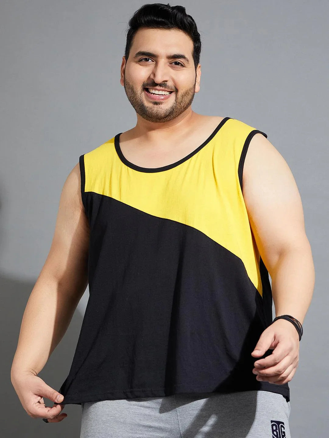 Men Plus Size Wood-10 Colorblock Vest - bigbanana