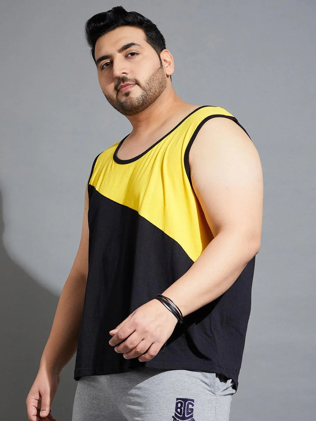 Men Plus Size Wood-10 Colorblock Vest - bigbanana