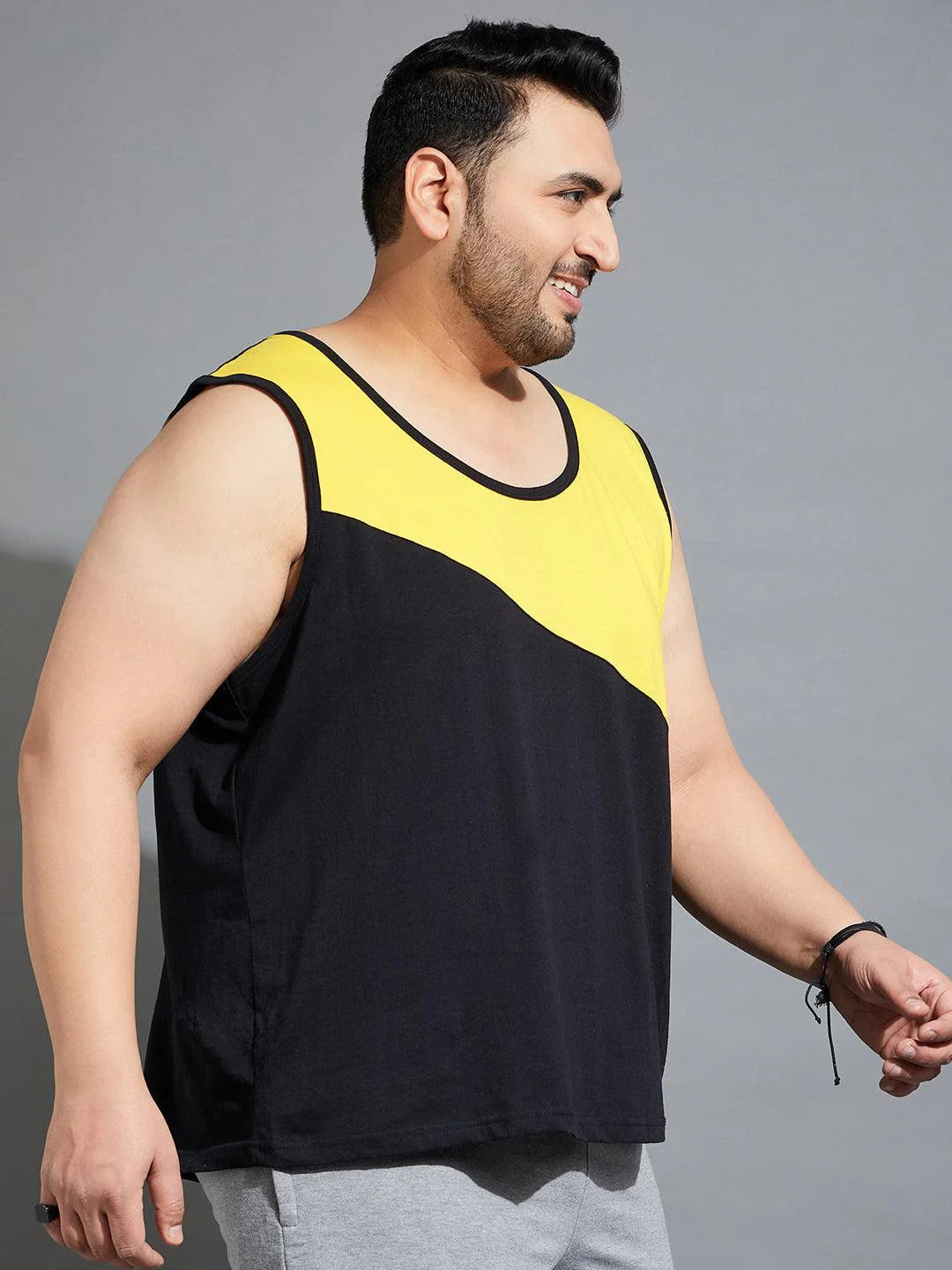 Men Plus Size Wood-10 Colorblock Vest - bigbanana