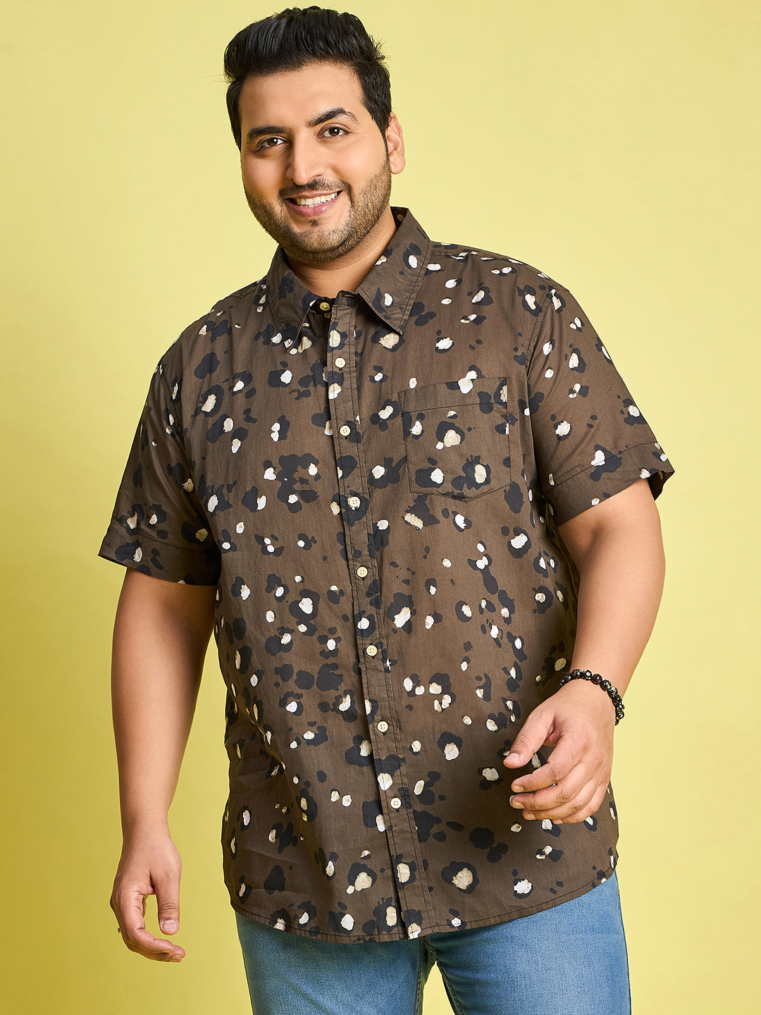 Men Plus Size Xzlum Floral Printed brown Shirt - bigbanana