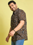 Men Plus Size Xzlum Floral Printed brown Shirt - bigbanana